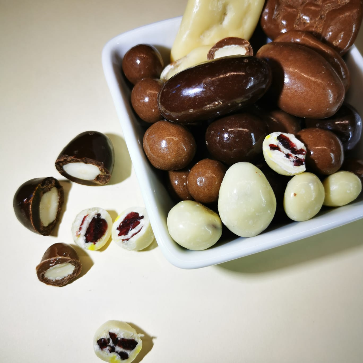 mixed chocolate coated nuts